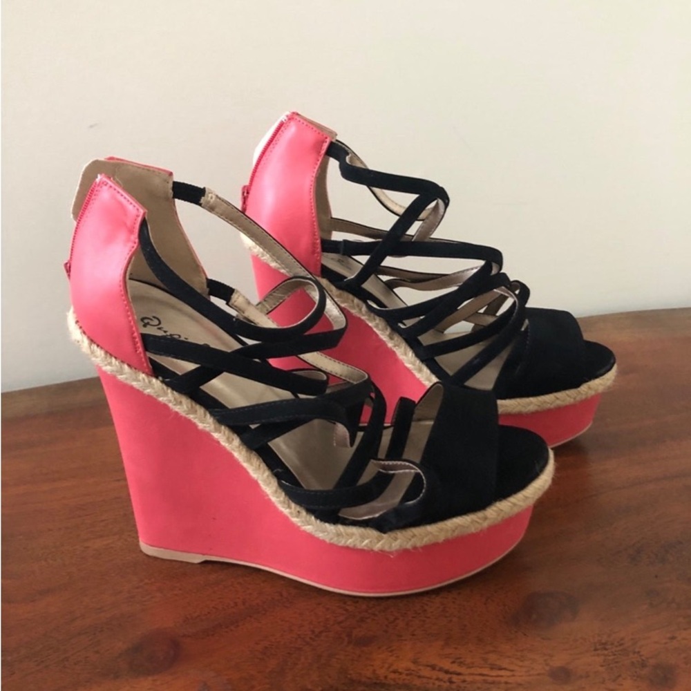 Qupid 8 wedge heels